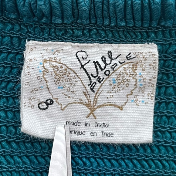 Free People Y2K Boho Sz 00 Leaf Motif Ocean Embriodered Boho Mini Dress - Picture 10 of 12